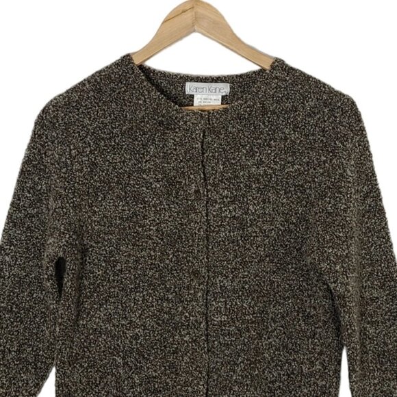 VTG KAREN KANE Tweedy Cashmere and Merino Wool Blend Cardigan Women's Size M - Picture 3 of 10